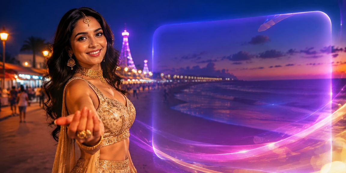 Mobile casino gaming experience near Chennai Marina Beach with colorful attire