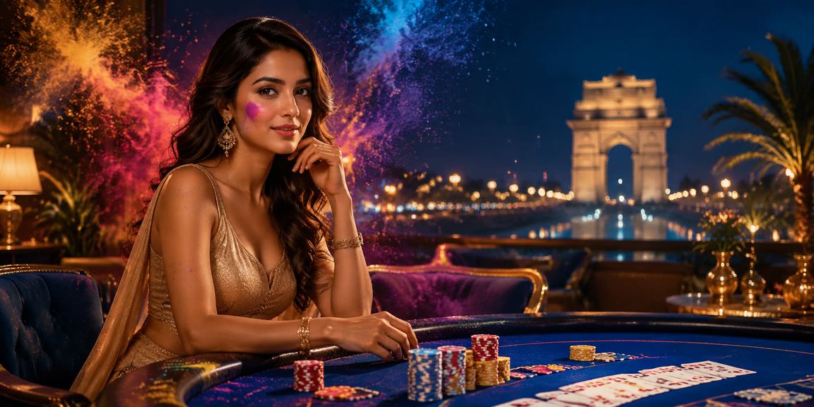 India Gate with festive rummy players in Delhi